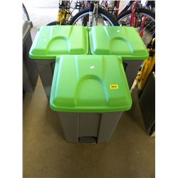 3 NEW GREEN RECYCABLE BINS