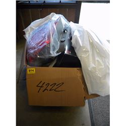 BOX OF TAIL LIGHTS AND GARBAGE BAGS