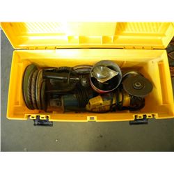 YELLOW TOOLBOX AND MISC GRINDING DISCS/POWER TOOLS/
