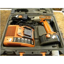 RIDGID CORDLESS DRILL WITH 2 BATTERIES & CHARGER IN CASE