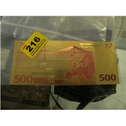 24K COLLECTIBLE 500 EURO GOLD FOIL BILL