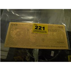 24K COLLECTIBLE 20 DOLLAR AMERICAN GOLD FOIL BILL