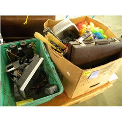 BOX OF MISC & CRATE OF MISC ELECTRONICS
