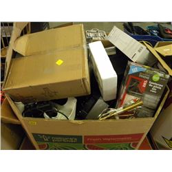 BOX OF MISC STORE OVERSTOCK AND RETURNS