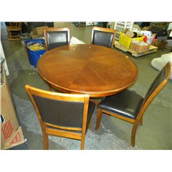 ROUND INLAY DINING TABLE WITH 4 MATCHING CHAIRS