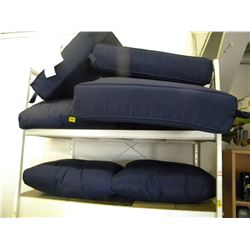 LOT OF BLUE PATIO CUSHIONS