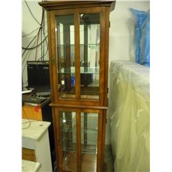lighed oak display cabinet