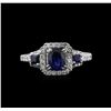 Image 2 : 0.83 ctw Sapphire and Diamond Ring - 14KT White Gold