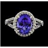 Image 2 : 3.75 ctw Tanzanite and Diamond Ring - 14KT White Gold