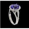 Image 4 : 3.75 ctw Tanzanite and Diamond Ring - 14KT White Gold