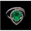 Image 2 : 4.01 ctw Emerald and Diamond Ring - 14KT White Gold