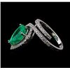 Image 3 : 4.01 ctw Emerald and Diamond Ring - 14KT White Gold