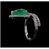 Image 4 : 4.01 ctw Emerald and Diamond Ring - 14KT White Gold