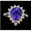 Image 2 : 4.92 ctw Tanzanite and Diamond Ring - 14KT White Gold