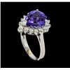 Image 4 : 4.92 ctw Tanzanite and Diamond Ring - 14KT White Gold