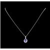 Image 2 : 2.30 ctw Tanzanite and Diamond Pendant With Chain - 14KT White Gold