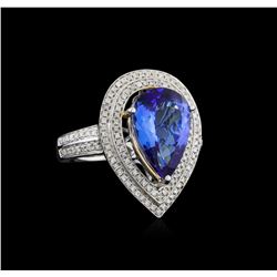 14KT Two-Tone Gold 4.23 ctw Tanzanite and Diamond Ring