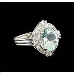 3.87 ctw Aquamarine and Diamond Ring - 14KT White Gold