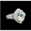 Image 1 : 3.87 ctw Aquamarine and Diamond Ring - 14KT White Gold