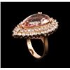 Image 4 : 12.50 ctw Morganite and Diamond Ring - 14KT Rose Gold