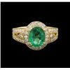 Image 2 : 14KT Yellow Gold 1.98 ctw Emerald and Diamond Ring