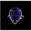 Image 2 : 12.12 ctw Tanzanite and Diamond Ring - 14KT Yellow Gold