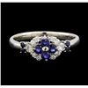 Image 2 : 0.50 ctw Sapphire and Diamond Ring - Platinum