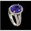Image 5 : 5.10 ctw Tanzanite and Diamond Ring - 14KT White Gold