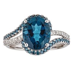 4.70 ctw Topaz and Diamond Ring - 10KT White Gold