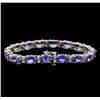 Image 2 : 14KT White Gold 17.76 ctw Tanzanite and Diamond Bracelet