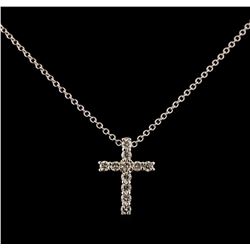 0.35 ctw Diamond Cross Pendant With Chain - 14KT White Gold