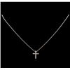 Image 2 : 0.35 ctw Diamond Cross Pendant With Chain - 14KT White Gold