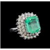 Image 1 : GIA Cert 8.77 ctw Emerald and Diamond Ring - 14KT White Gold