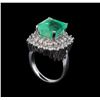 Image 4 : GIA Cert 8.77 ctw Emerald and Diamond Ring - 14KT White Gold