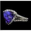 Image 1 : 6.10 ctw Tanzanite and Diamond Ring - 14KT White Gold