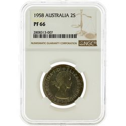 1958 NGC PF66 Australia 2 Schilling