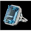 Image 1 : 21.47 ctw Aquamarine And Diamond Ring - 18KT White Gold