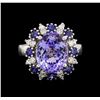 Image 2 : 14KT White Gold 5.88 ctw Tanzanite, Sapphire and Diamond Ring