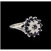 Image 1 : 1.04 ctw Blue Sapphire and Diamond Ring - 10KT White Gold
