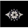 Image 2 : 1.04 ctw Blue Sapphire and Diamond Ring - 10KT White Gold