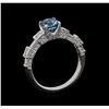 Image 4 : 1.92 ctw Blue Zircon and Diamond Ring - 18KT White Gold