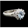 Image 1 : 0.66 ctw Aquamarine and Diamond Ring - Platinum