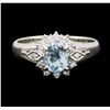 Image 2 : 0.66 ctw Aquamarine and Diamond Ring - Platinum