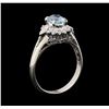 Image 4 : 0.66 ctw Aquamarine and Diamond Ring - Platinum