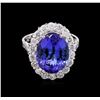 Image 2 : 5.89 ctw Tanzanite and Diamond Ring - 14K White Gold