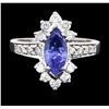 Image 2 : 14KT White Gold 1.34 ctw Tanzanite and Diamond Ring