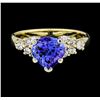 Image 2 : 2.25 ctw Tanzanite And Diamond Ring - 14KT Yellow And White Gold