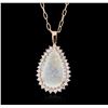 Image 1 : 14KT Rose Gold 6.23 ctw Opal and Diamond Pendant With Chain