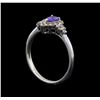 Image 4 : 14KT White Gold 0.35 ctw Tanzanite and Diamond Ring