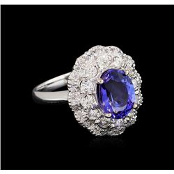 2.40 ctw Tanzanite and Diamond Ring - 14KT White Gold